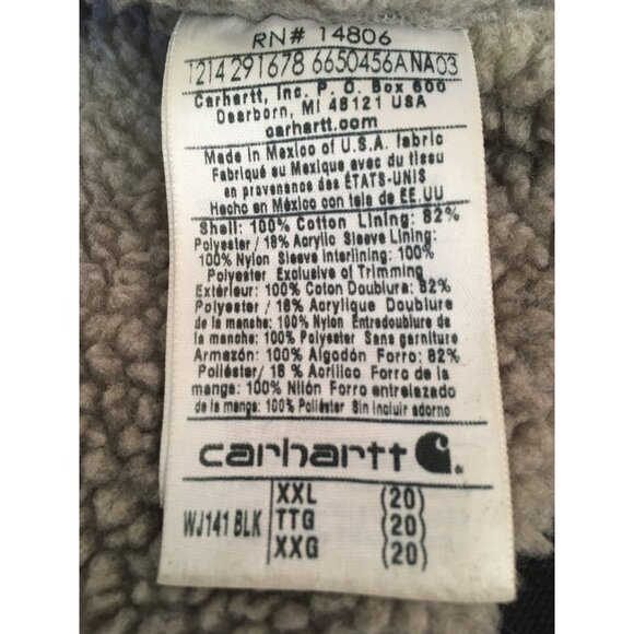 Carhartt Sherpa Lined Hooded Coat Loose Fit Black WJ141BLK Women's XXL - Picture 14 of 16